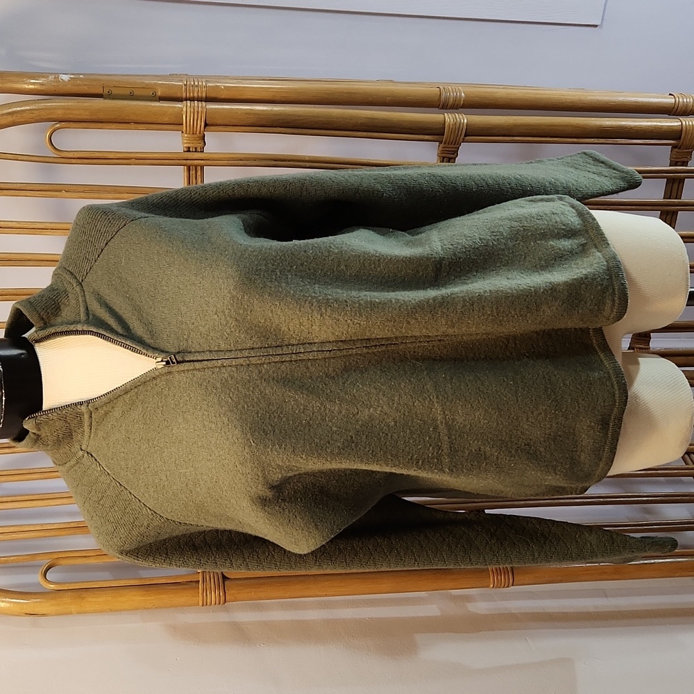 Woolrich green wool Cardigan Full Zipper size XL Ivy green 100% wool